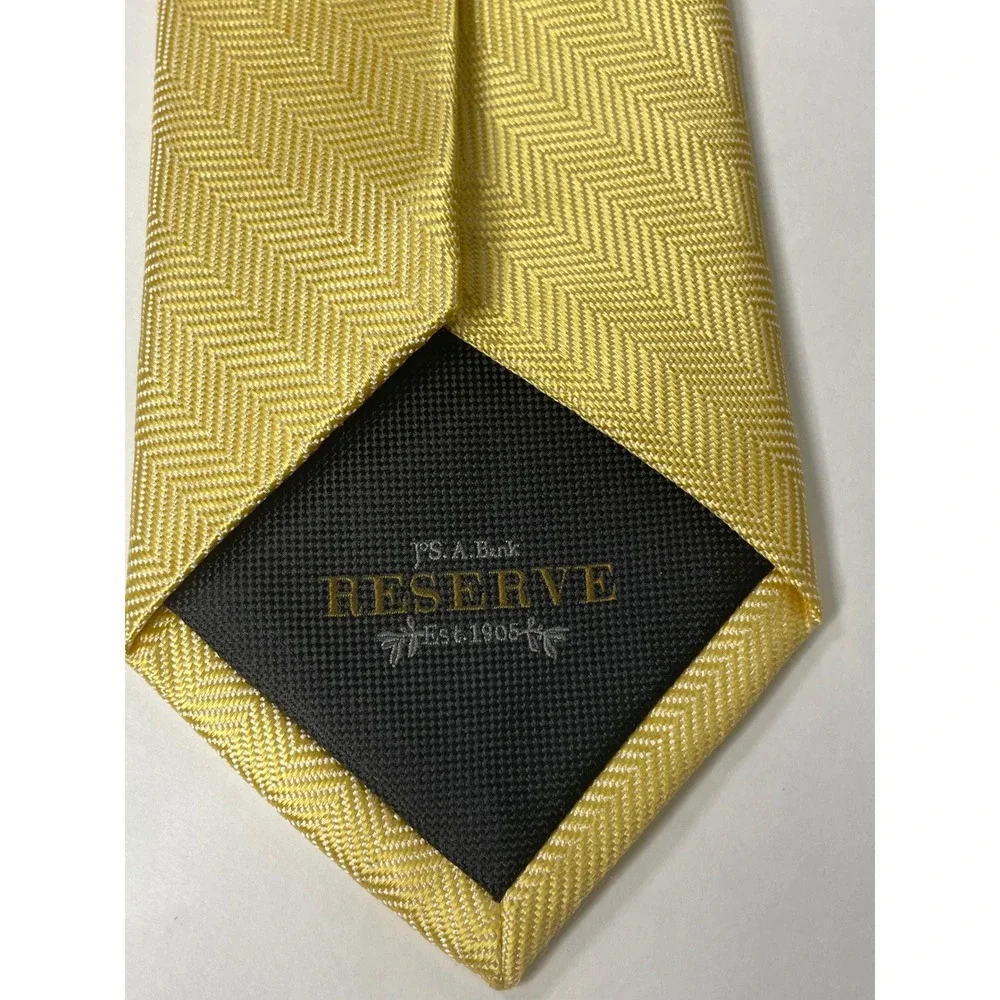 J S A Bank RESERVE‎ Mens Yellow Herringbone Necktie